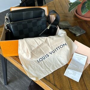 100% Authentic Louis Vuitton - Trio Crossbody Bag in Damier Graphite